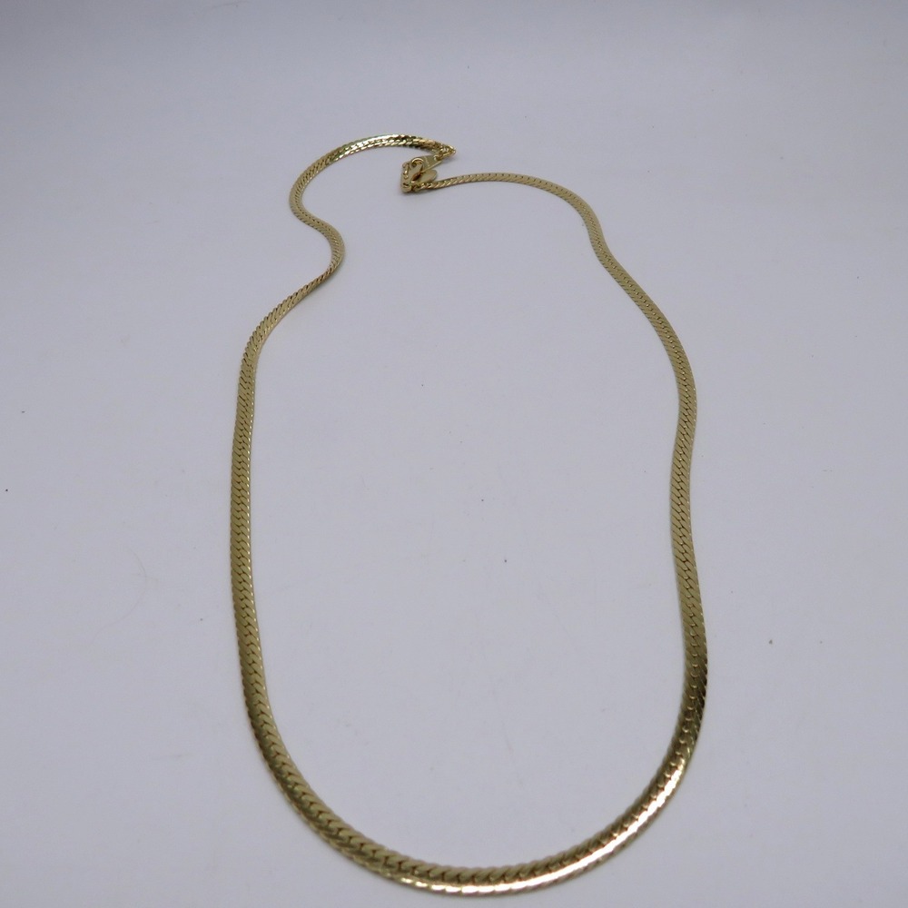 American Showcase Gold Tone Herringbone Chain Necklace 18 Inch Flat Link Classic